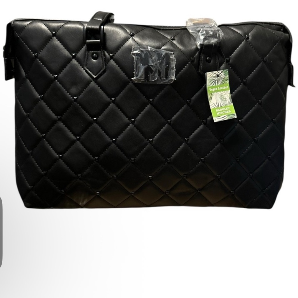 Badgley Mischka Onyx Black Quilted Tote